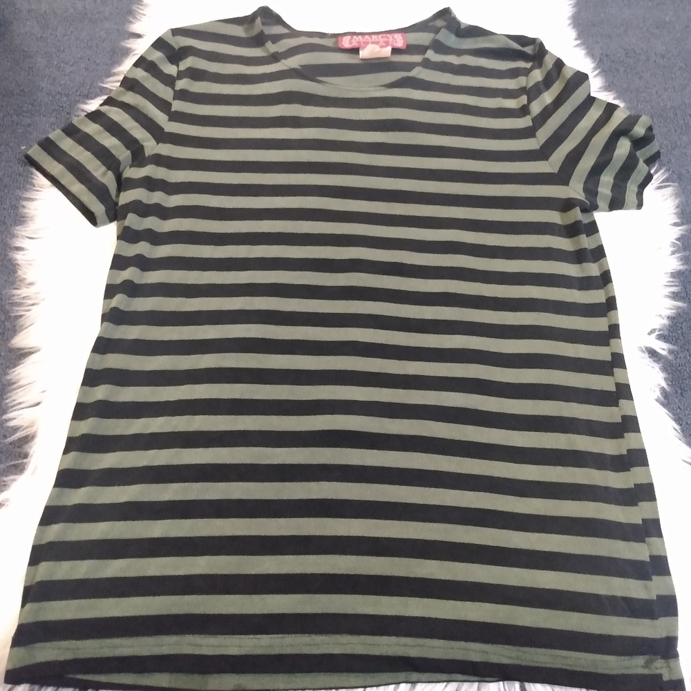 Marcy Allen green and black striped shirt